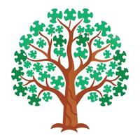 Artistic puzzle tree design representing problem solving and collaboration vector