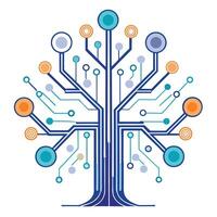 Conceptual quantum tree illustration representing advanced computing power vector
