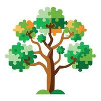 Abstract puzzle tree design symbolizing interconnectedness and strategic planning vector