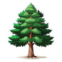 Beautiful realistic depiction of a single pine tree in a serene setting vector