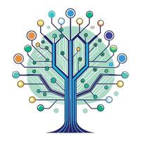 Elegant quantum computing tree symbol for advanced technological concepts vector