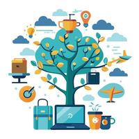 Abstract tree concept for remote professionals and location flexibility vector