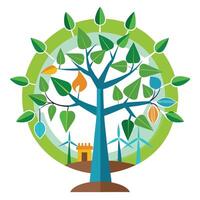 Modern artwork of a tree symbolizing the importance of renewable resources vector