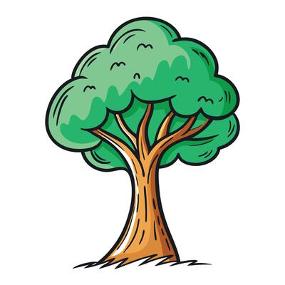 Unique scribble art tree with a charmingly informal and doodle style