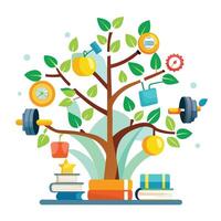 Modern artwork of a tree symbolizing self improvement and achieving goals vector