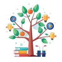 Engaging tree illustration for boosting self improvement and productivity vector