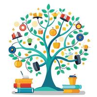 Creative visual of a tree symbolizing self improvement and reaching potential vector