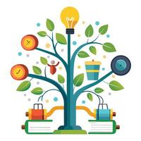 Abstract tree concept for personal growth and productivity optimization vector