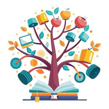 Stylish tree design representing the power of self improvement and productivity vector