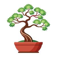 Elegant single bonsai tree in a pot design with a minimalist touch vector