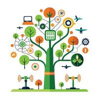 Advanced smart agriculture tree concept for efficient and sustainable crop management vector
