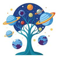 Adventurous space exploration tree design for science fiction narratives vector