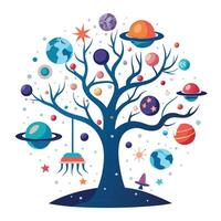 Unique space exploration tree graphic representing the wonders of the cosmos vector