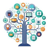 Intelligent tech innovation tree artwork symbolizing digital transformation vector