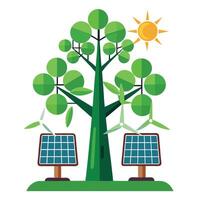 Modern sustainable energy tree graphic symbolizing environmental responsibility vector