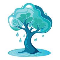 Crystal clear transparent water tree illustration with a refreshing aquatic theme vector