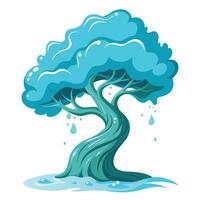 Dynamic transparent water tree graphic with a vibrant and fluid representation vector