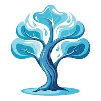 Fluid transparent water tree design with flowing and serene aquatic elements vector