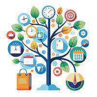 Effective time management productivity tree design for enhanced efficiency vector