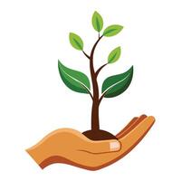 Creative illustration of a tree sprouting from a human hand vector
