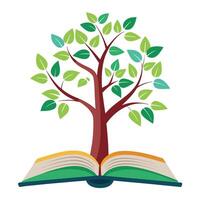Unique design of a tree emerging from a book representing the power of stories vector