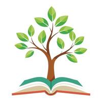 Artistic representation of a tree with roots in a book conveying education vector