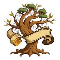 Creative illustration of a tree formed by delicate paper scrolls vector