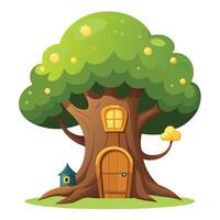 Artistic depiction of a tree with an inviting door suggesting a secret garden vector