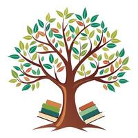 Unique design of a tree with open books as its imaginative leaves vector