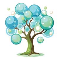 Whimsical tree with iridescent bubbles instead of traditional leaves vector