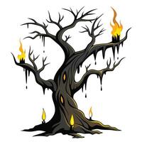 Unique design of a tree with candle wax cascading from its branches vector