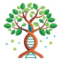 Scientific tree with DNA helix branches symbolizing life and genetics vector