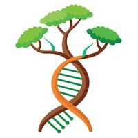 Creative illustration of a tree with branches shaped like DNA strands vector