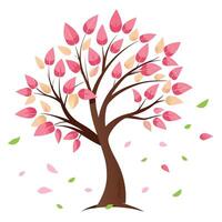 Artistic depiction of a tree with fragrant petals gently falling around it vector