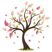 Delicate tree with soft petals floating gently in the breeze vector