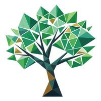 Modern tree with abstract geometric shapes forming its unique leaves vector