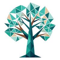 Artistic depiction of a tree with its foliage made of geometric elements vector