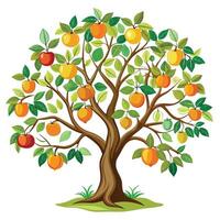 Artistic depiction of a tree heavily laden with ripe fruits on its branches vector