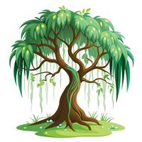 Unique design of a tree with tangled vines draping from its canopy vector