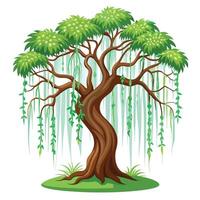 Creative illustration of a tree with thick vines cascading from above vector