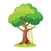 Creative illustration of a tree with a ladder leading up into its branches vector