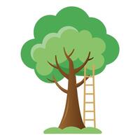 Unique design of a tree with an old ladder providing access to its top vector