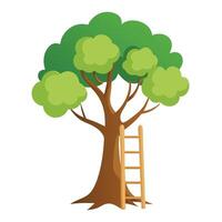 Artistic depiction of a tree with a simple ladder inviting exploration upwards vector