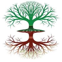 Artistic design of a tree with its reflection creating a symmetrical pattern vector