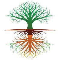 Intriguing depiction of a tree with its reflection forming a captivating scene vector