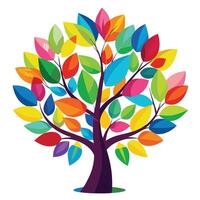 Unique design of a tree with its foliage displaying a spectrum of colors vector