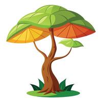 Artistic depiction of a tree with its leaves resembling opened colorful umbrellas vector