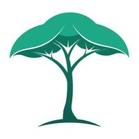 Creative illustration of a tree with a canopy forming an umbrella shape vector