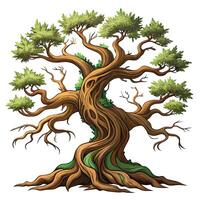 Creative design of a weathered and twisted ancient tree with intricate bark vector