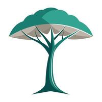 Artistic depiction of a tree with an umbrella like structure for its top vector